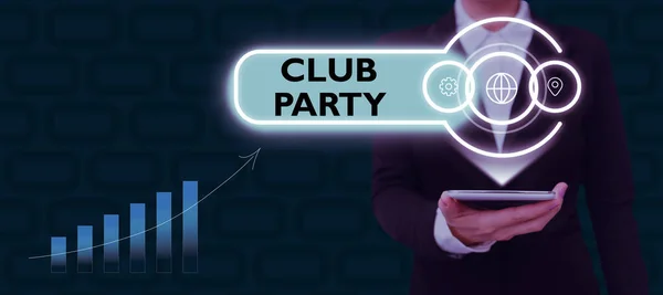 Text Sign Showing Club Party Business Idea Social Gathering Place —  Fotos de Stock