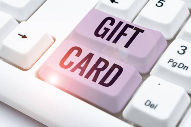Text caption presenting Gift Card, Word Written on A present usually made of paper that contains your message
