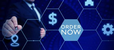 Writing displaying text Order Now, Business concept confirmed request by one party to another for buying selling