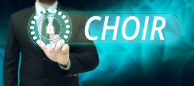 İşaret korosu ve iş yaklaşımını gösteren bir ilham. Bir grup şarkı söylemek için organize olmuş.