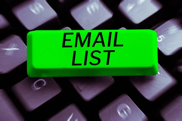 Inspiration Showing Sign Email List Word Written Contacts Information Send — Stock Photo, Image