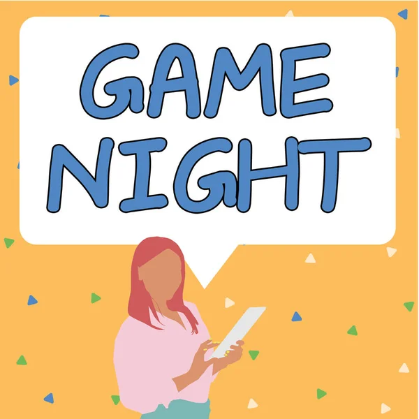 Handwriting Text Game Night Internet Concept Event Which Folks Get — Φωτογραφία Αρχείου