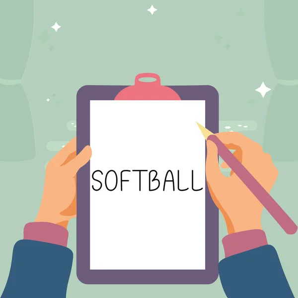Hinweisschild Für Softball Konzept Für Eine Sportart Die Dem Baseball — Stockfoto