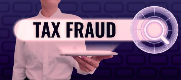 Conceptual Display Tax Fraud Word Entails Cheating Tax Return Attempt — Stock Photo, Image