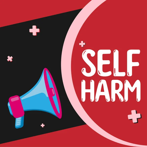 Text Sign Showing Self Harm Business Overview State Health Well — Stockfoto