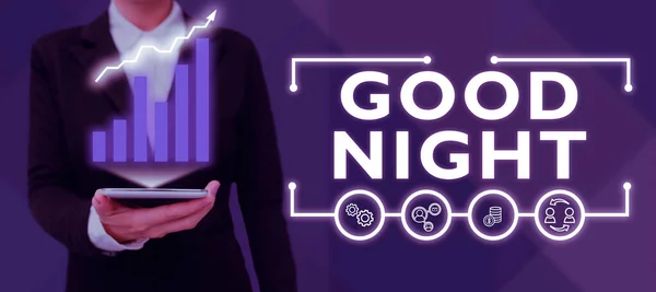 Text Sign Showing Good Night Business Concept Expressing Good Wishes — Stock fotografie