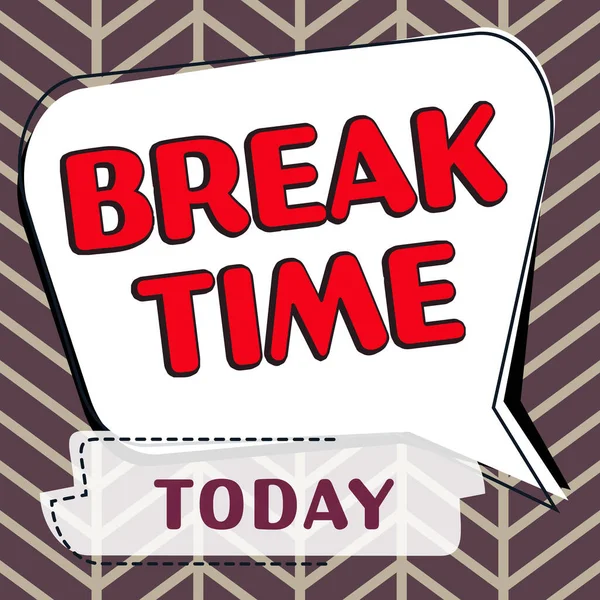 Text Caption Presenting Break Time Word Period Rest Recreation Doing — Stockfoto