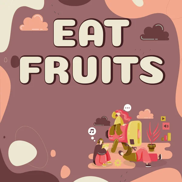 Writing Displaying Text Eat Fruits Concept Meaning Consume Any Product — Stockfoto