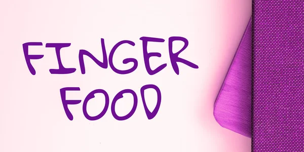 Inspiracja Pokazując Znak Finger Food Słowo Napisane Produktach Trawiennych Które — Zdjęcie stockowe
