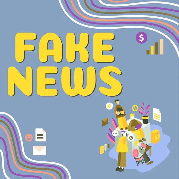 Text Sign Showing Fake News Internet Concept Giving Information People — Fotografia de Stock