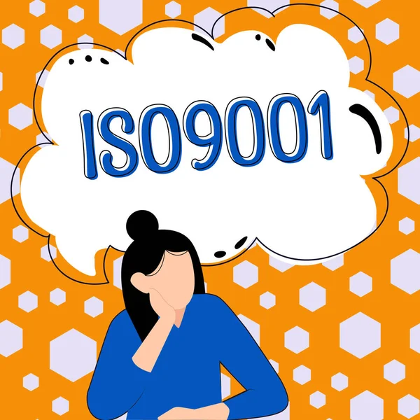 Text Caption Presenting Iso9001 Business Overview Appropriate International Standard Followed — ストック写真