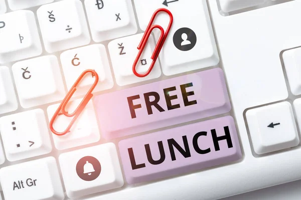 Text Sign Showing Free Lunch Business Showcase Something You Get — Fotografia de Stock