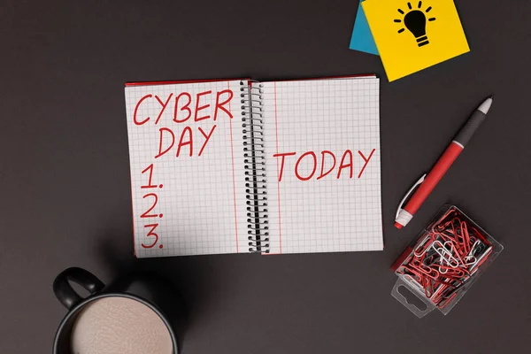 Handwriting Text Cyber Day Word Written Marketing Term Monday Thanksgiving — Fotografia de Stock