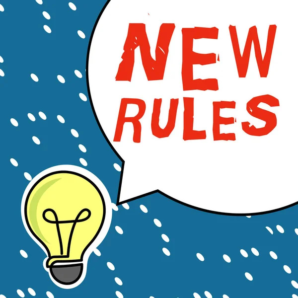 Έμπνευση Που Δείχνει Σημάδι Νέοι Κανόνες Επιχειρηματική Ιδέα — Φωτογραφία Αρχείου