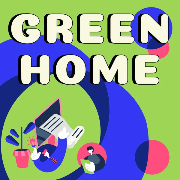 Text Caption Presenting Green Home Internet Concept Area Filled Plants — Stock Fotó