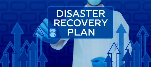 Text caption presenting Disaster Recovery Plan, Business approach having backup measures against dangerous situation