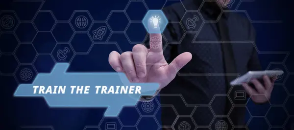 Inspiratie Toont Teken Trein Trainer Business Showcase Geïdentificeerd Mentor Onderwijzen — Stockfoto