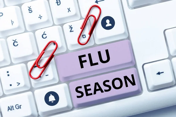 Text sign showing Flu Season, Internet Concept Time of year specially winter where many people get influenza