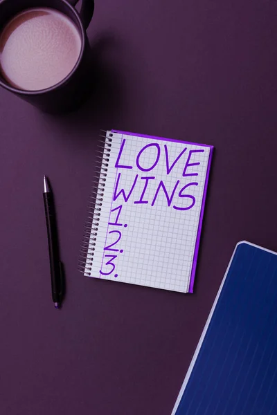 Text Caption Presenting Love Wins Word Used Celebrate Commemorate Victory — Stockfoto