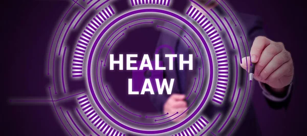 Text showing inspiration Health Law, Internet Concept law to provide legal guidelines for the provision of healthcare