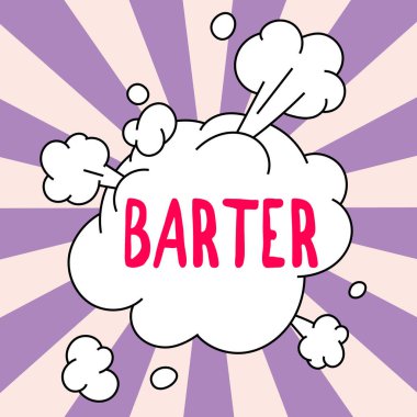 El yazısı işareti Barter, iş fikri ticareti bir ürünü başka bir mal veya hizmetle takas ederek