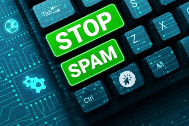 Writing displaying text Stop Spam, Conceptual photo end the Intrusive or Inappropriate messages sent on the Internet