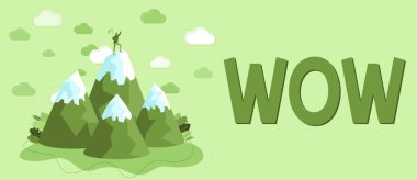 Conceptual display Wow, Word for Expressing astonishment and awe Historic success Excite someone greatly