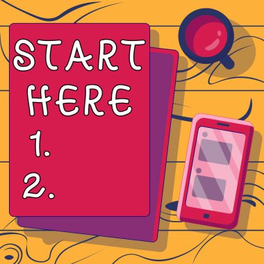 Kavramsal görünüm Buradan Başla, iş konsepti birisine bunun başlangıç noktasından hedefe gideceğini söylüyor