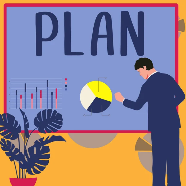 Tekst Bijschrift Presenteren Plan Concept Betekent Begin Van Een Gedetailleerd — Stockfoto