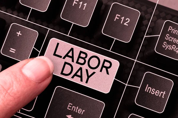 Conceptual Caption Labor Day Word Annual Holiday Celebrate Achievements Workers — Photo