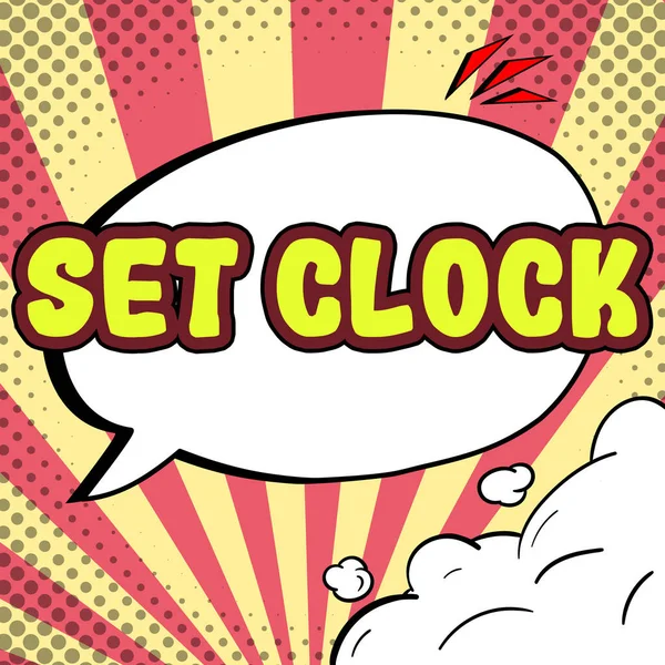 Sign Displaying Set Clock Word Put Right Time Change Clock — Stockfoto