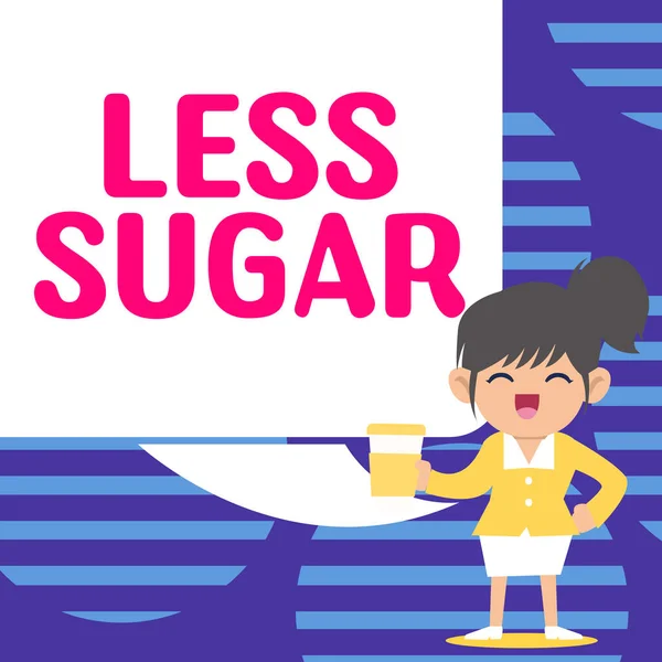 Writing Displaying Text Less Sugar Business Idea Lower Volume Sweetness — Stok Foto