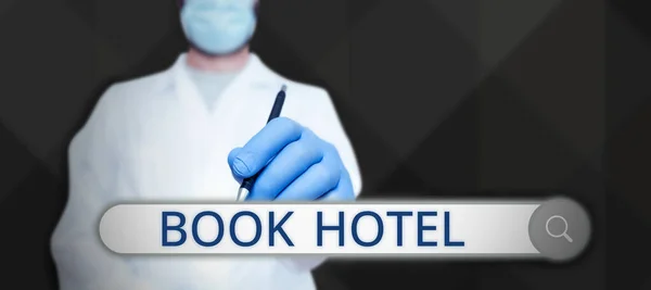 Text Showing Inspiration Book Hotel Business Overview Arrangement You Make —  Fotos de Stock