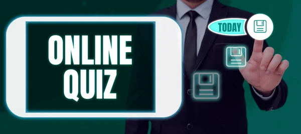 Segno Testo Che Mostra Quiz Online Business Concept Game Uno — Foto Stock