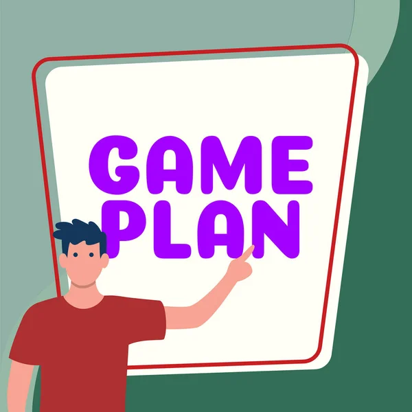 Text Showing Inspiration Game Plan Business Concept Strategy Worked Out — Foto Stock