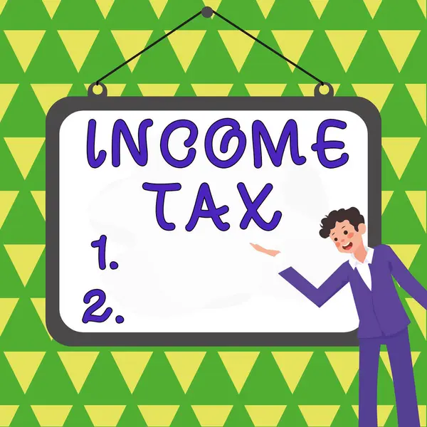 Text Showing Inspiration Income Tax Internet Concept Annual Charge Levied — Stockfoto