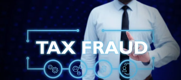 Text Sign Showing Tax Fraud Business Showcase Entails Cheating Tax — Foto Stock