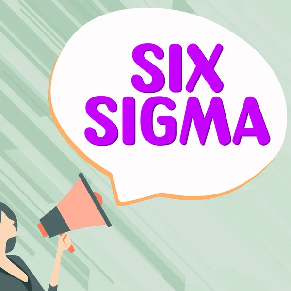 Señal Escritura Manual Six Sigma Técnicas Gestión Enfoque Empresarial Para — Foto de Stock