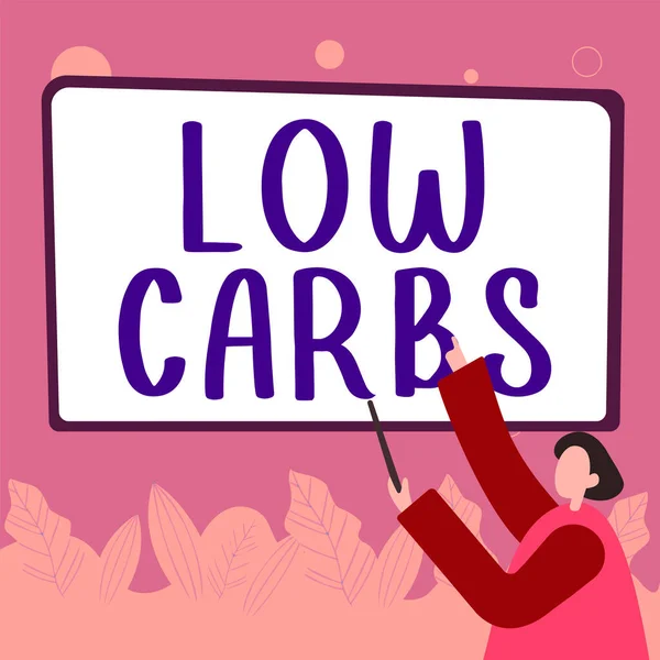 Text Sign Showing Low Carbs Conceptual Photo Restrict Carbohydrate Consumption — ストック写真