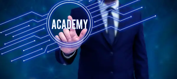 Inspiration Showing Sign Academy Business Concept Students Can Receive Academic — Stockfoto