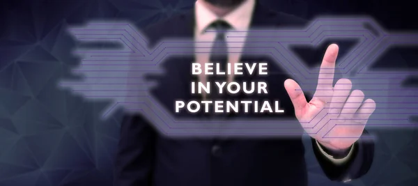 Text Caption Presenting Believe Your Potential Business Approach Have Self — 스톡 사진
