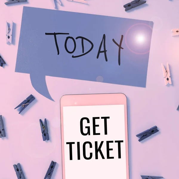 Writing Displaying Text Get Ticket Concept Meaning Have Printed Paper — Stock fotografie