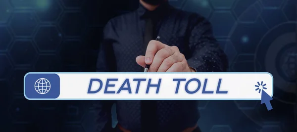 Text Caption Presenting Death Toll Concept Meaning Number Deaths Resulting — Stock Photo, Image