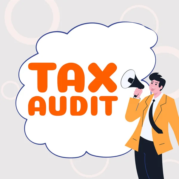 Conceptual Caption Tax Audit Internet Concept Examination Verification Business Individual — 스톡 사진