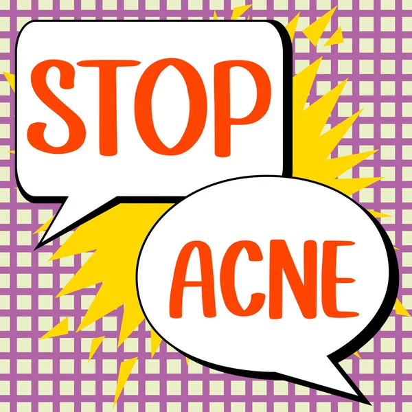 Sign Displaying Stop Acne Internet Concept Control Occurrence Inflamed Sebaceous — Foto Stock