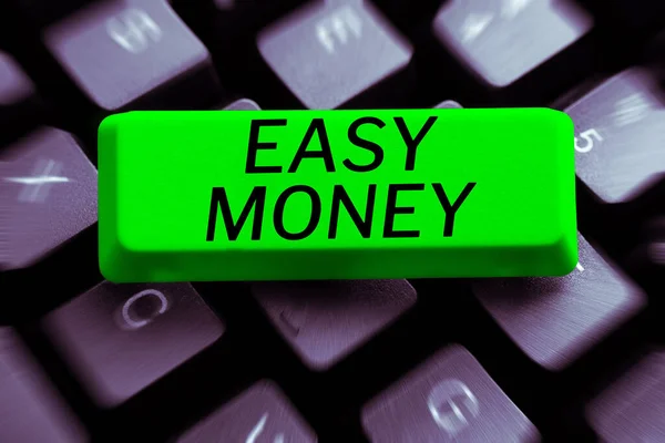 Text Sign Showing Easy Money Word Money Easily Have Sometimes — Stock Photo, Image