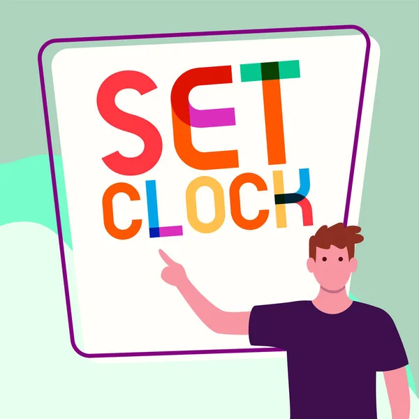 Text Showing Inspiration Set Clock Word Put Right Time Change — ストック写真