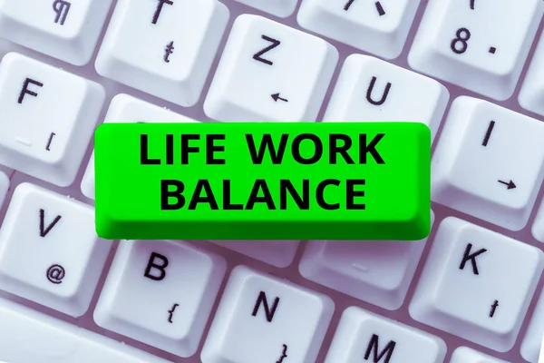 Text caption presenting Life Work Balance, Business approach stability person needs between his job and personal time