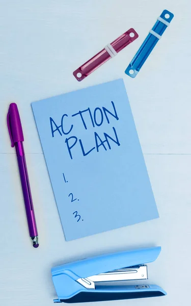 Text Sign Showing Action Plan Business Idea List Things Schedule — Stock Photo, Image