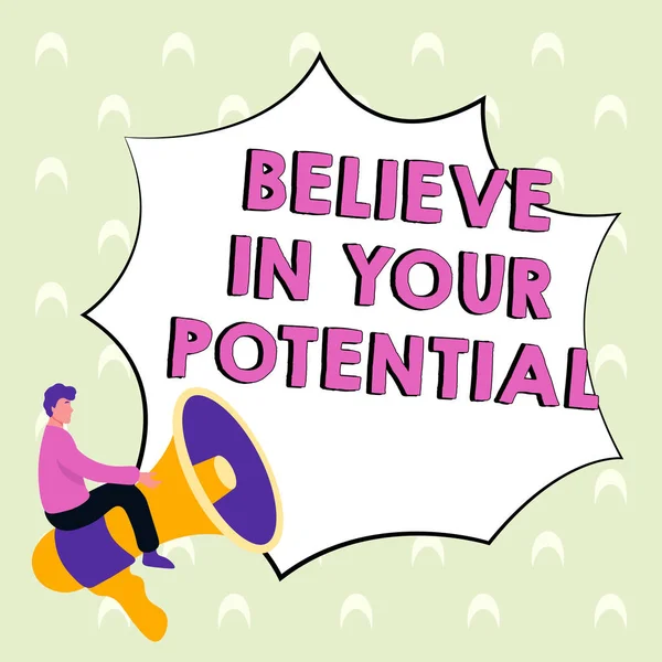Text Sign Showing Believe Your Potential Concept Meaning Have Self —  Fotos de Stock